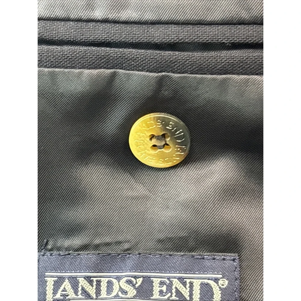 Lands End Blazer Mens 43L (46) Navy Blue‎ Gold 3 Button Wool Sports Coat Jacket